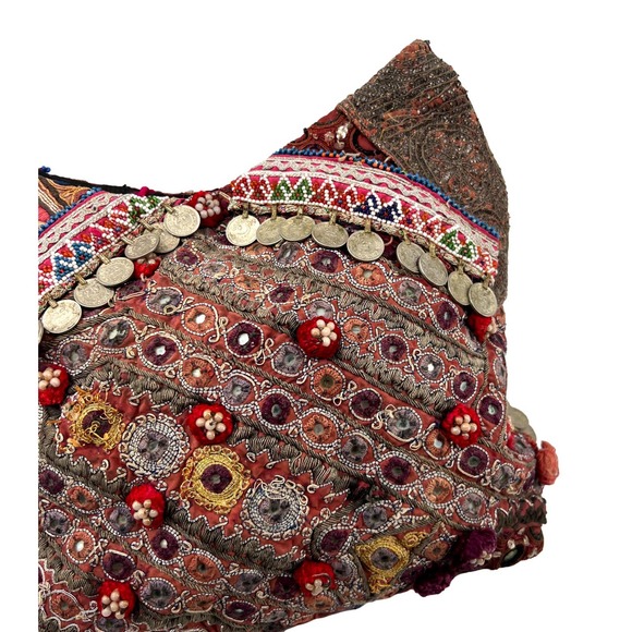 Simone Camille Embroidered Beaded Boho Bag Vintage Antique Textiles EUC - Picture 10 of 16